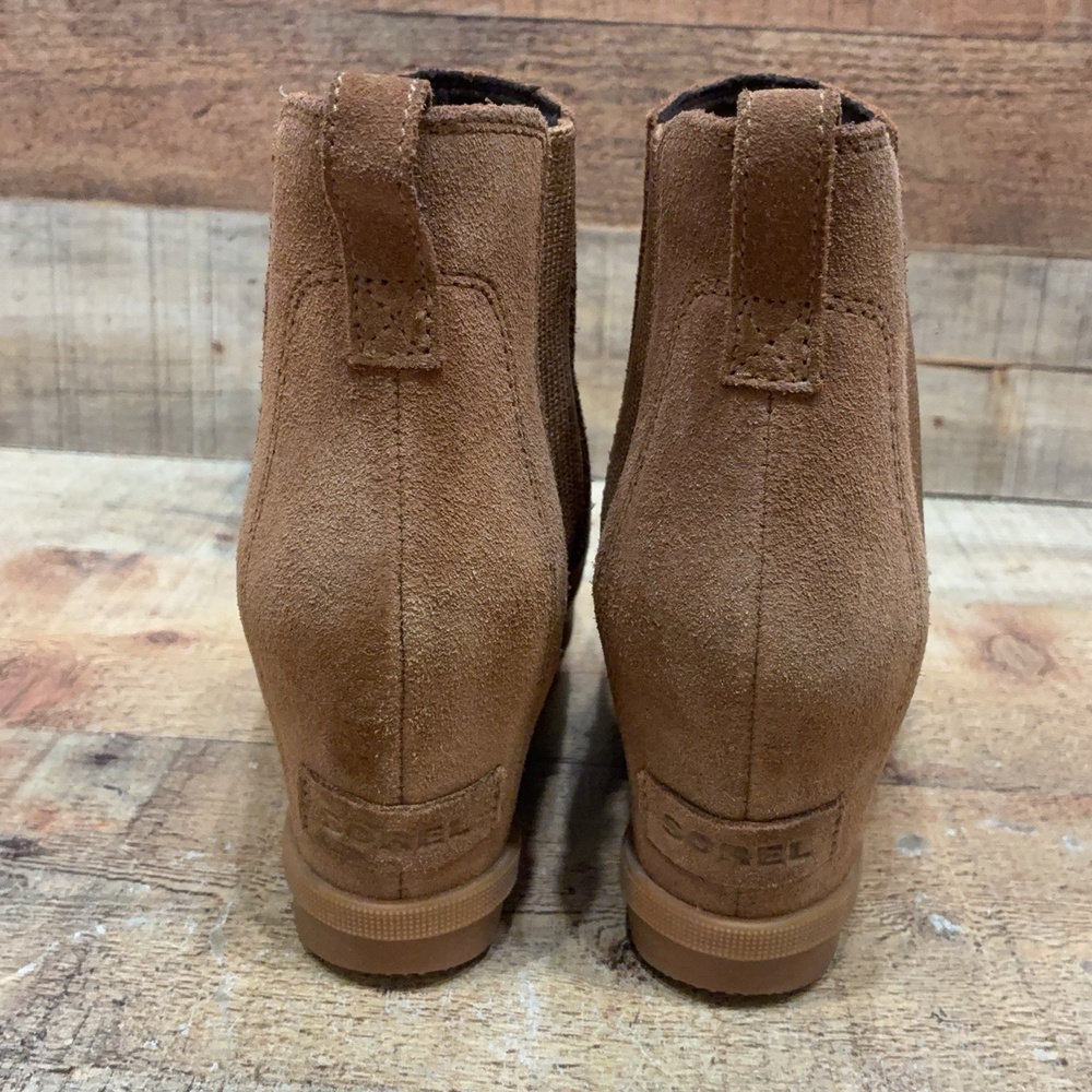Sorel Boots Womens Size 8 39 Brown Suede Ankle Chelsea Wedge Pull On NL3876-242 - Picture 3 of 7
